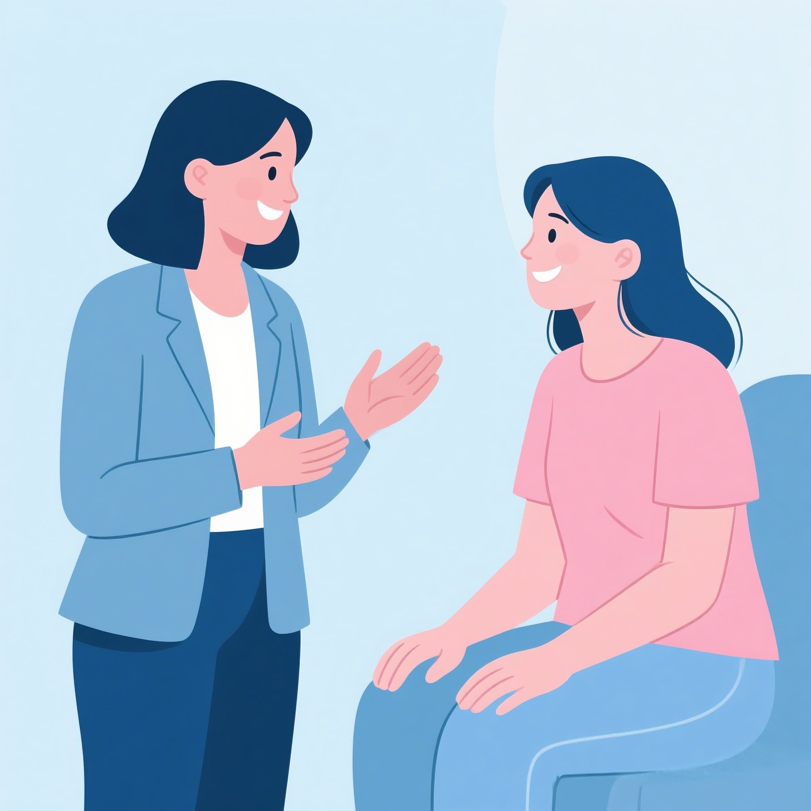 Therapist conversing with a client